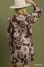 Load image into Gallery viewer, Umgee Paisley Floral V-Neck Babydoll Dress in Chocolate
