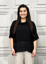 Load image into Gallery viewer, Lucy Sparks Turtle Cowl Neck Linen Blend Top in Black
