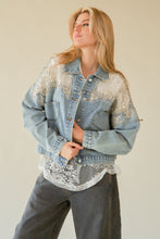 Load image into Gallery viewer, Davi &amp; Dani Denim Jacket with Lace Patches in Denim Blue
