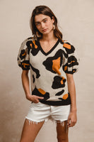 BiBi Animal Print Lightweight Knit Sweater in Leopard