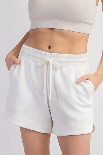 Rae Mode Scuba Tulip Shorts in Cream FINAL SALE