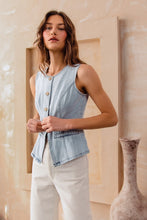 Load image into Gallery viewer, So Me Slim Fit Button Front Vest in Denim
