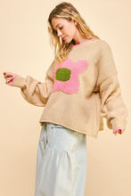 Load image into Gallery viewer, Davi &amp; Dani OVERSIZED Textured Knit Large Daisy Sweater in Beige
