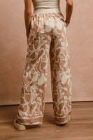 BiBi Floral Print Woven Pants in Toast