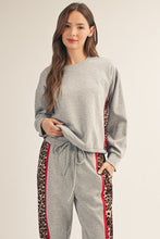 Load image into Gallery viewer, Jodifl Side Animal Contrast Accent Casual Sweatshirt in Heather Grey
