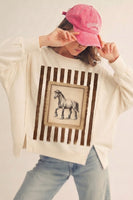 LovLov Vintage Rodeo Horse Graphic Relaxed Sweatshirt in Ivory