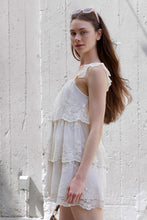 Load image into Gallery viewer, Storia Lace Tiered Mini Dress in Ivory
