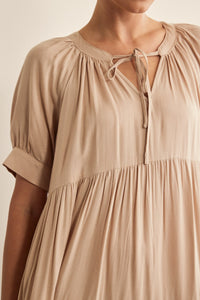 In February Flowy Tiered Maxi Dress in Latte Dress In February   