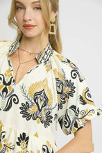 Load image into Gallery viewer, Umgee Boho Print Tiered Mini Dress in Black Mix
