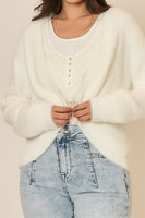 Cozy Co. Soft Eyelash Knit Cardigan in Off White