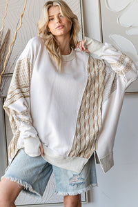 Oli & Hali OVERSIZED Mixed Fabric Sweatshirt in Off White