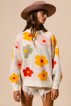 Load image into Gallery viewer, BiBi Multi Colored Daisy Flower Sweater in Cream
