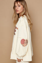 Load image into Gallery viewer, POL Solid Color French Terry Top with LOVE Patches in Cream
