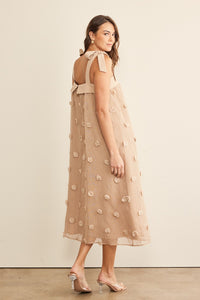 In February Blossom Floral Embroidery Midi Dress in Mocha Dress In February   