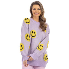 Load image into Gallery viewer, Katydid Light Purple Happy Face Sweater Shirts &amp; Tops Katydid   
