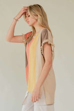 Load image into Gallery viewer, Davi &amp; Dani Lightweight Knit Color Block Top in Taupe Multi
