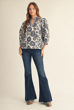 Load image into Gallery viewer, Jodifl Ruffled Neckline Floral Top in Beige
