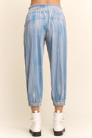 Davi & Dani Garment Washed Terry Knit Joggers in Slate Blue