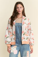 J.nna Knit Rose Pattern Cardigan in Apricot