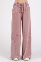 Mittoshop Mineral Washed Pants with Asymmetric Seams in Faded Plum