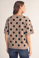Jodifl Polka Dot Comfy Sweater Top In Taupe