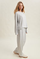 Wishlist Striped Knit Top And Pants Set in Heather Grey/Cream