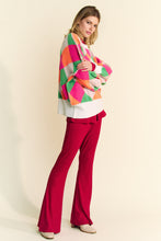 Load image into Gallery viewer, Davi &amp; Dani Multi Colored Diamond Pattern Knit Sweater in Pink Orange
