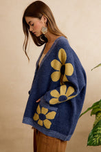 Load image into Gallery viewer, BiBi Cozy Daisy Oversized Cardigan in Navy
