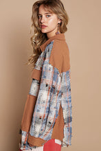 Load image into Gallery viewer, POL Button Down Top with Mixed Plaid and Floral Print in Blue Multi
