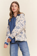 Load image into Gallery viewer, J.nna Denim and Floral Color Block Top in Floral Dark Denim
