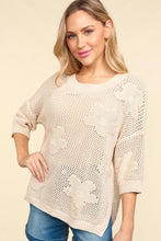 Load image into Gallery viewer, Haptics Open Knit Floral Crochet Top in Oatmeal

