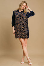Load image into Gallery viewer, Umgee Velvet Lace Mini Dress in Navy
