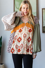 Load image into Gallery viewer, Oli &amp; Hali Mixed Print Button Front Top in Natural
