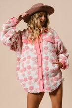 Load image into Gallery viewer, BiBi OVERSIZED Floral Jacquard Mix n Match Fleece and Corduroy Shacket in Pink/Blush
