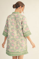 Jodifl Lovely Floral Jacquard Print Dress in Sage