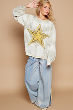 Load image into Gallery viewer, POL Vintage Washed Star Patch Top with Stud Details in Grey Multi
