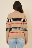 Cozy Co. Multi Striped Knit Sweater in Mocha