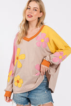 Load image into Gallery viewer, Sage+Fig OVERSIZED Multi Colored Daisy Patch Top in Mushroom
