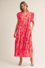 Load image into Gallery viewer, Jodifl Tropical Bloom Ruffle Sleeve Midi Dress in Red
