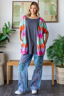 Oli & Hali OVERSIZED Multicolored Geo Print Patchwork Top in Navy Combo