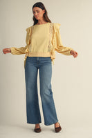 LovLov Romantic Lace Casacade Pullover Top in Butter Yellow