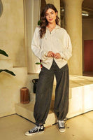 Davi & Dani Solid Color Zip Up Jacket in Cream Beige