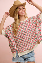 Load image into Gallery viewer, BiBi OVERSIZED Lightweight Knit Retro Floral Print Top in Cream/Red Flower
