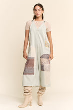 Load image into Gallery viewer, Davi &amp; Dani Cotton Patchwork Jumpsuit Adjustable Strap in Sage Multi
