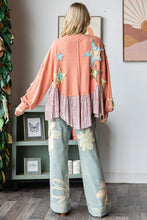 Load image into Gallery viewer, Oli &amp; Hali Mineral Washed Star Patched Top with Contrasting Ruffled Hem in Salmon
