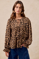 BiBi Lightweight Textured Tiered Top in Leopard