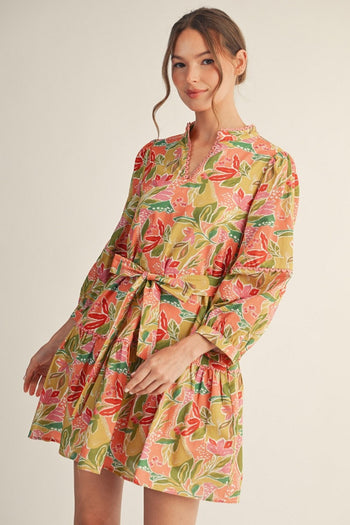 Jodifl Tiered Floral Mini Dress in Pink Mix