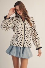 Load image into Gallery viewer, LovLov Midnight Frill Polka Dot Ruffle Detail Top in Ivory
