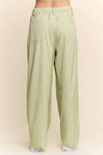 J.nna Striped Relax Fit Slacks in Pistachio