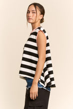Load image into Gallery viewer, Davi &amp; Dani Contrasting Striped Sleeveless Top in Black White
